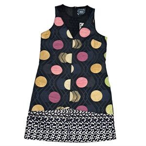 Anthropologie Maeve Tilde Polka Dot Palooza Retro Mod Metallic XS Black Motif NW